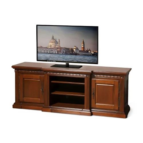 Bufet tv plasmă lemn masiv, maro/alb, finisaje drepte, Veneția