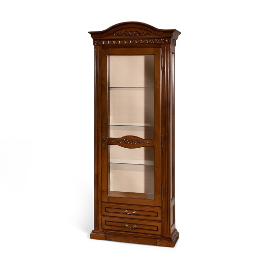 Cristalier 1 usa dreapta - Venetia Cristaliere din Lemn Masiv, Cristalier lemn masiv, maro/alb, 1 ușă, dreapta, Veneția