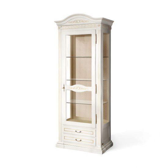 Cristalier 1 usa dreapta - Venetia Cristaliere din Lemn Masiv, Cristalier lemn masiv, maro/alb, 1 ușă, dreapta, Veneția