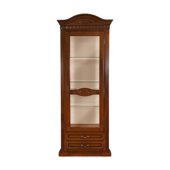Cristalier 1 usa dreapta - Venetia Cristaliere din Lemn Masiv, Cristalier lemn masiv, maro/alb, 1 ușă, dreapta, Veneția