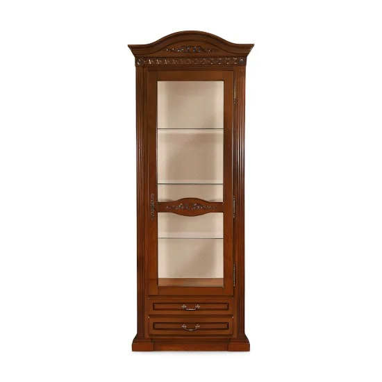 Cristalier 1 usa dreapta - Venetia Cristaliere din Lemn Masiv, Cristalier lemn masiv, maro/alb, 1 ușă, dreapta, Veneția
