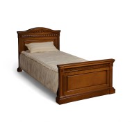 Pat lemn masiv, maro/alb, single, 900, inserții sculptate, Veneția Pat lemn masiv, maro/alb, single, 900, inserții sculptate, Veneția