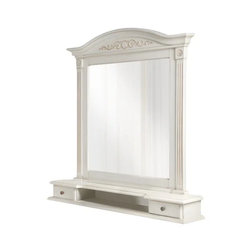 Ramă Oglindă Lemn Masiv, Maro/Alb, 2 Sertare, Veneția