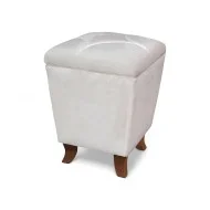 Taburet lemn masiv, maro/alb, tapisat, motive florare, Veneția