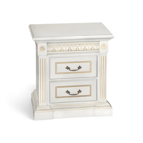 Noptieră lemn masiv, maro/alb, 2 sertare, Veneția