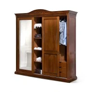 Dulap lemn masiv, maro/alb, 3 uși glisante, Veneția