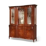 Bufet  Vitrină lemn masiv, maro/alb, 3 uși, Firenze