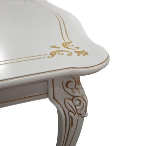 Masă lemn masiv, maro/alb, extensibilă, dreptunghiulară, Firenze