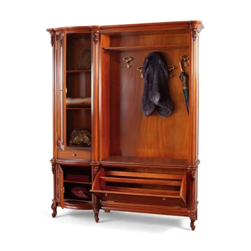 Cuier lemn masiv, maro/alb, 3 uși, 1 sertar, stânga, Firenze