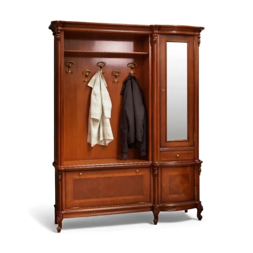 Cuier lemn masiv, maro/alb, 3 uși, 1 sertar, dreapta, Firenze