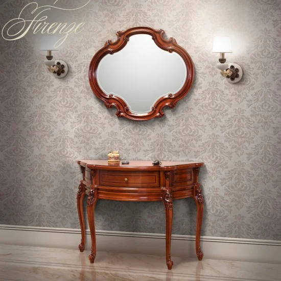 Mese din Lemn Masiv, Măsuță lemn masiv, maro/alb, consolă, Firenze