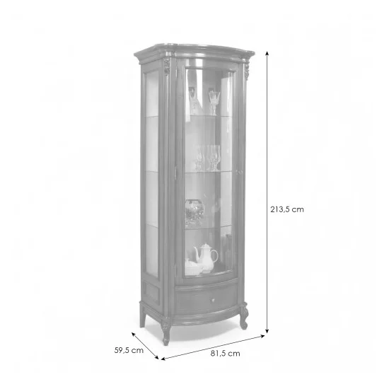 Cristaliere din Lemn Masiv, Cristalier lemn masiv, maro/alb, 1 ușă, stânga, Firenze