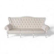 Canapea lemn masiv, maro/alb, 3 locuri, Firenze