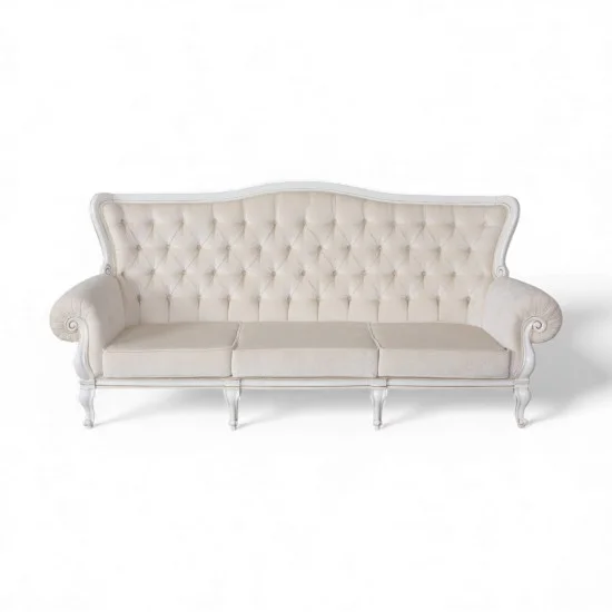 Canapele lemn masiv, Canapea lemn masiv, maro/alb, 3 locuri, Firenze