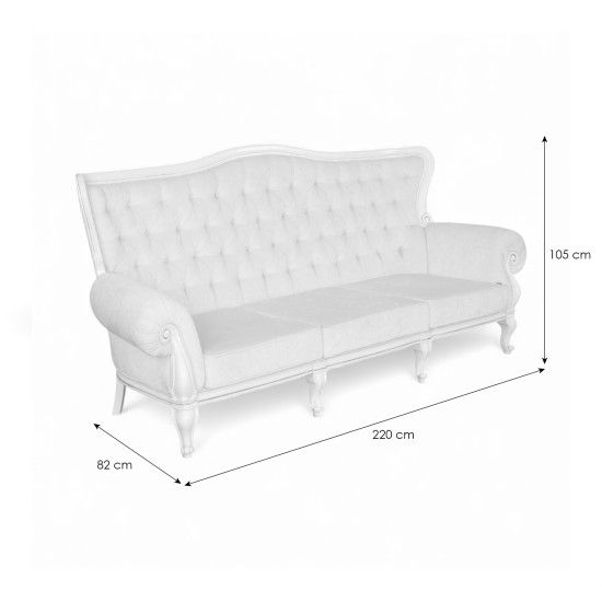 Canapele lemn masiv, Canapea lemn masiv, maro/alb, 3 locuri, Firenze