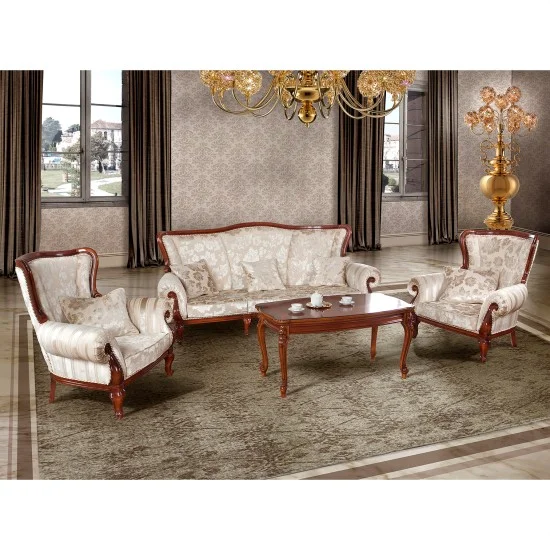 Canapele lemn masiv, Canapea lemn masiv, maro/alb, 3 locuri, Firenze