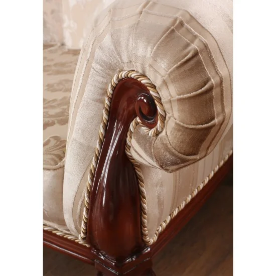 Fotolii din lemn masiv, Fotoliu lemn masiv, maro/alb, tapisat, Firenze