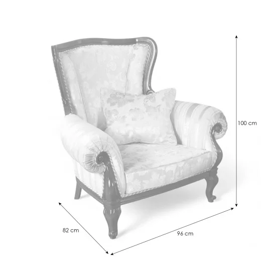 Fotolii din lemn masiv, Fotoliu lemn masiv, maro/alb, tapisat, Firenze