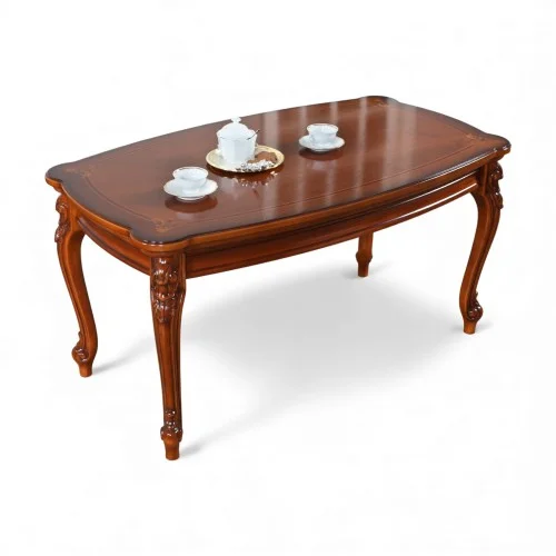 Măsuță lemn masiv, maro/alb, dreptunghiulară, Firenze