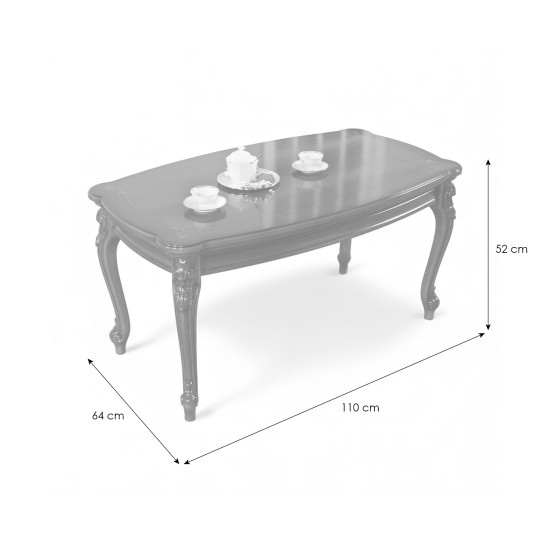 Mese din Lemn Masiv, Măsuță lemn masiv, maro/alb, dreptunghiulară, Firenze