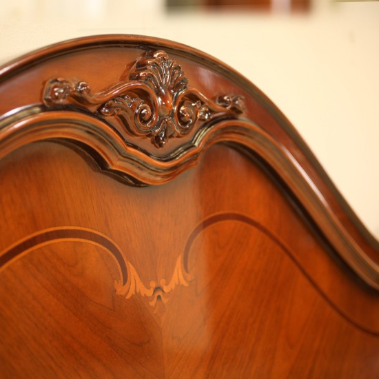 Paturi din lemn masiv, Pat lemn masiv, maro/alb, dublu, 1800, Md 1, ramă ornamentată, Firenze