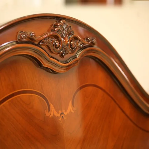 Pat lemn masiv, maro/alb, dublu, 1600, Md 1, ramă ornamentată, Firenze