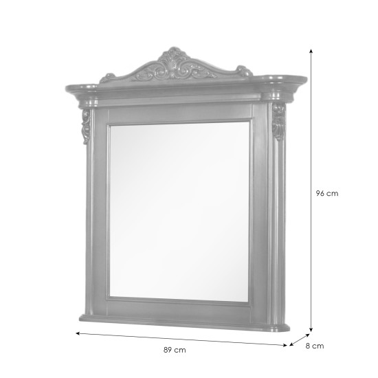 Rame Oglinzi din Lemn Masiv, Oglindă toaletă lemn masiv, maro/alb, dreptunghiulară, Firenze