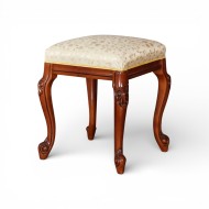 Taburet lemn masiv, maro/alb, tapisat, ornamente atașate, Firenze
