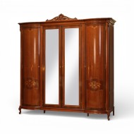 Dulap lemn masiv, maro/alb, 4 uși, oglinzi inserate, Firenze