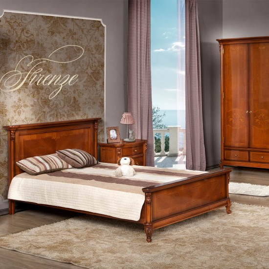 Paturi din lemn masiv, Pat lemn masiv, maro/alb, single, 1200, ramă dreptunghiulară, Firenze