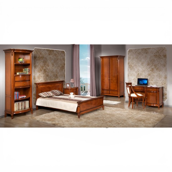 Paturi din lemn masiv, Pat lemn masiv, maro/alb, single, 1200, ramă dreptunghiulară, Firenze