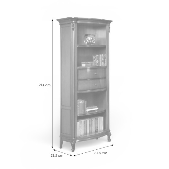 Biblioteci din lemn masiv, Bibliotecă lemn masiv, maro/alb, 2 sertare, Firenze