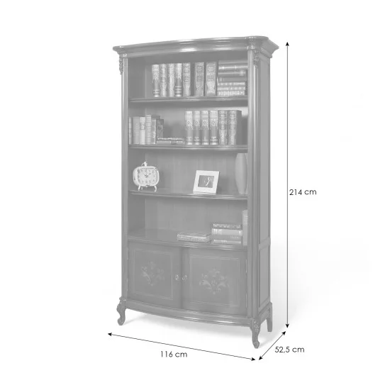 Biblioteci din lemn masiv, Bibliotecă lemn masiv, maro/alb, 4 uși, Firenze