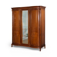 Dulap lemn masiv, maro/alb, 3 uși, oglindă, Firenze