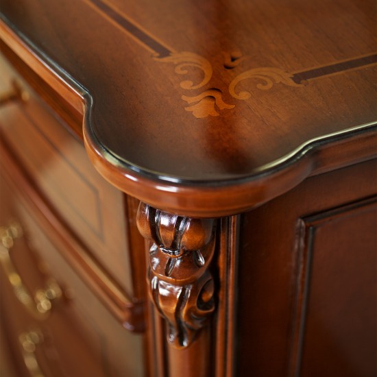 Casetiere din Lemn Masiv, Casetieră lemn masiv, maro/alb, 7 sertare, Firenze