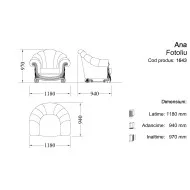 Fotoliu lemn masiv, maro/alb, tapisat, lux, Ana