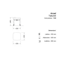 Taburet lemn masiv, maro/alb, tapisat, Arcad