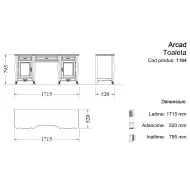 Toaletă lemn masiv, maro/alb, oglindă inserată, Arcad