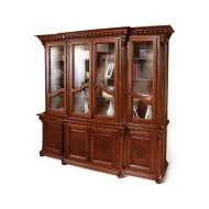 Bibliotecă lemn masiv, maro/alb, 4 uși, Veneția Lux