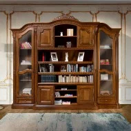 Bibliotecă lemn masiv, maro/alb, plasmă, Cristina