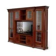 Bibliotecă plasmă, lemn masiv, maro/alb, Veneția Lux