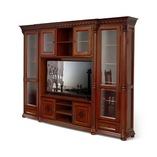 Bibliotecă plasmă, lemn masiv, maro/alb, Veneția Lux