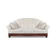 Canapea lemn masiv, maro/alb, 3 locuri, Veneția Lux