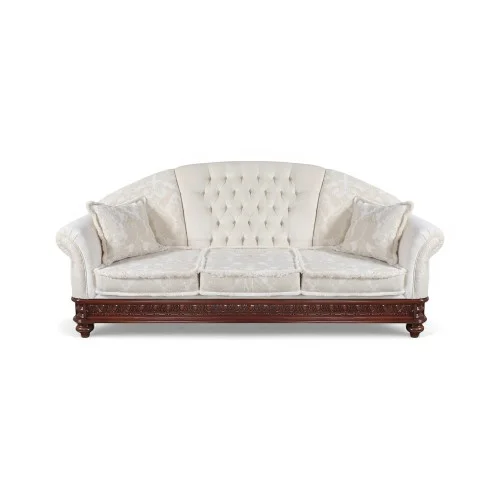 Canapea lemn masiv, maro/alb, 3 locuri, Veneția Lux