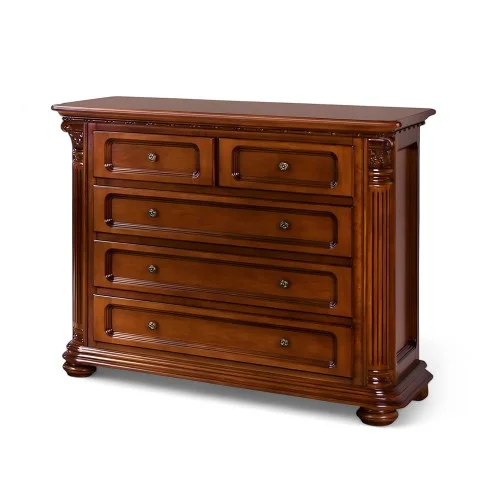 Comodă lemn masiv, maro/alb, inserții ornamentale, Veneția Lux