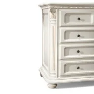 Comodă lemn masiv, maro/alb, inserții ornamentale, Veneția Lux