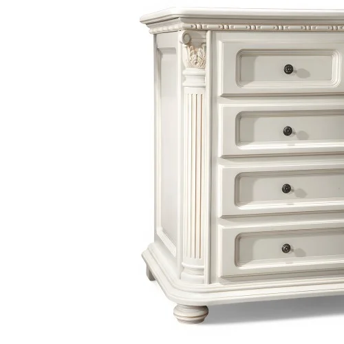 Comodă lemn masiv, maro/alb, inserții ornamentale, Veneția Lux