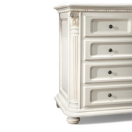 Comoda - Venetia Lux Comode lemn masiv, Comodă lemn masiv, maro/alb, inserții ornamentale, Veneția Lux