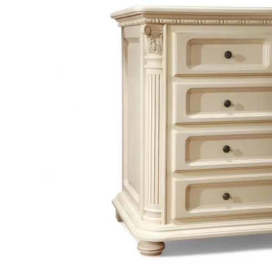 Comoda - Venetia Lux Comode lemn masiv, Comodă lemn masiv, maro/alb, inserții ornamentale, Veneția Lux