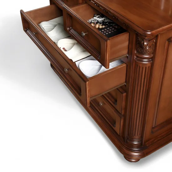 Comoda - Venetia Lux Comode lemn masiv, Comodă lemn masiv, maro/alb, inserții ornamentale, Veneția Lux